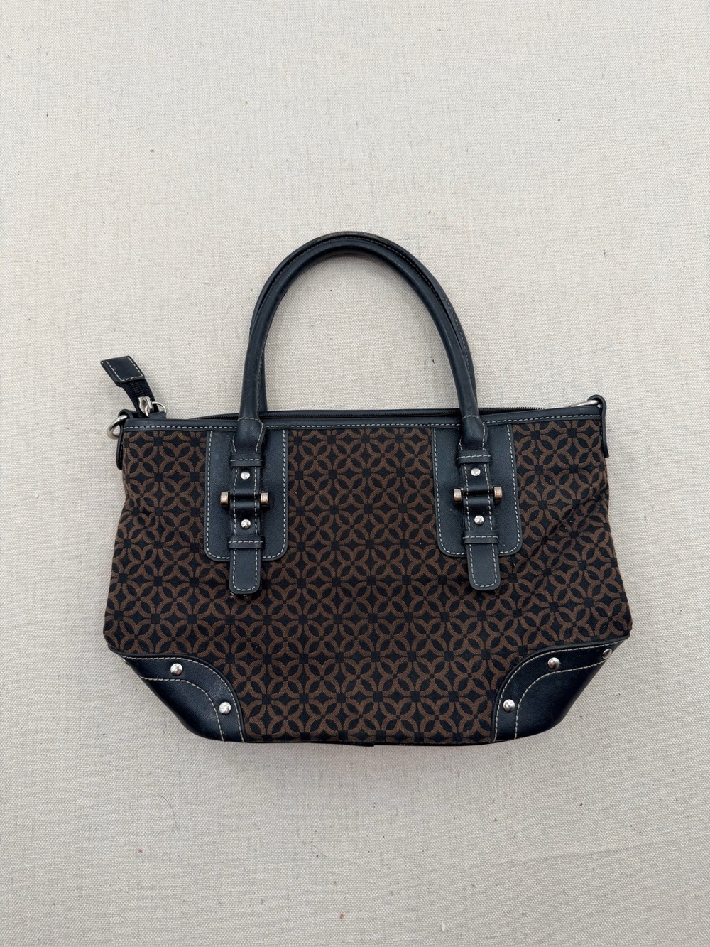 Relic Classic Patterned Tote Bag in Brown and Black